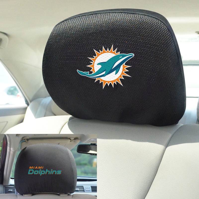Fanmats Miami Dolphins Embroidered Head Rest Cover Set – 2 Pieces