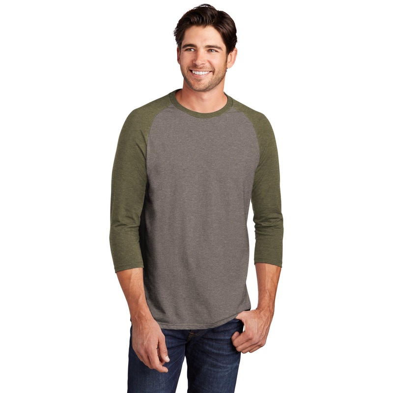 District Men’s Perfect Tri 3/4-Sleeve Raglan. DM136