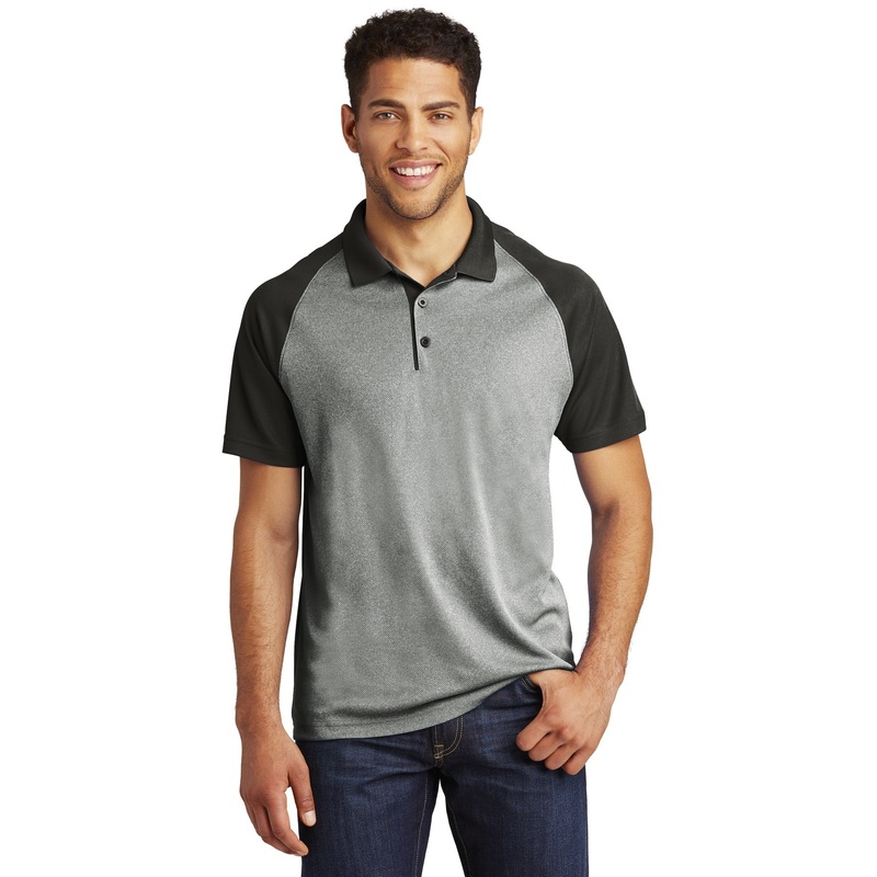 Sport-Tek Men’s PosiCharge RacerMesh Raglan Heather Block Polo