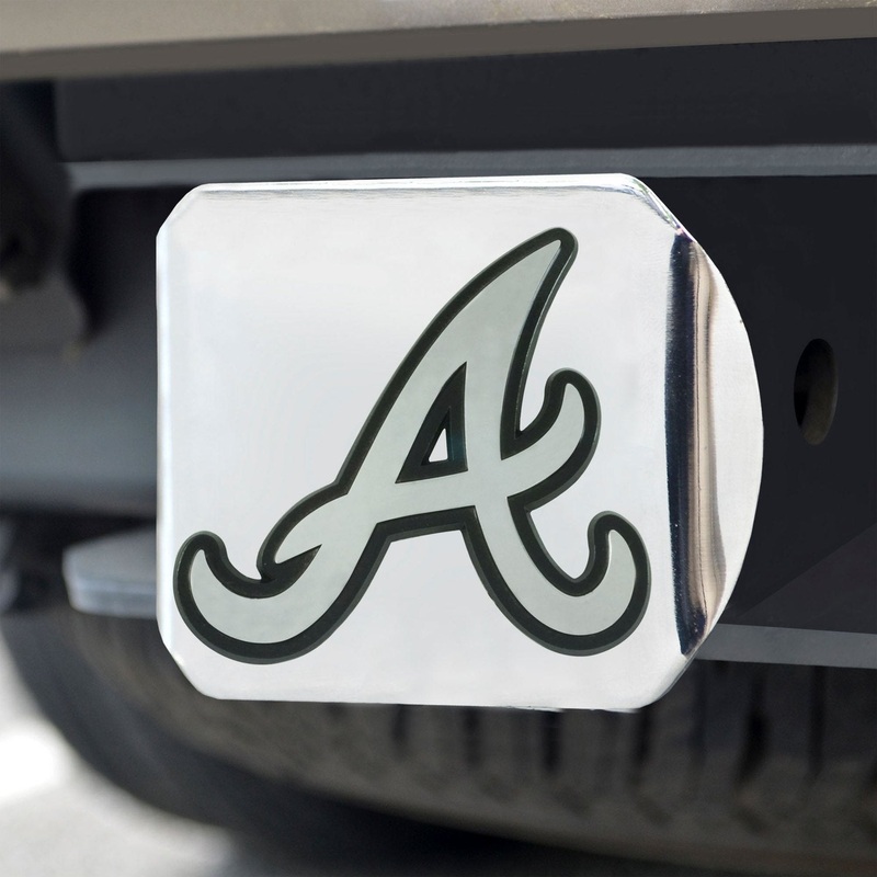 Fanmats Atlanta Braves Chrome Metal Hitch Cover with Chrome Metal 3D Emblem