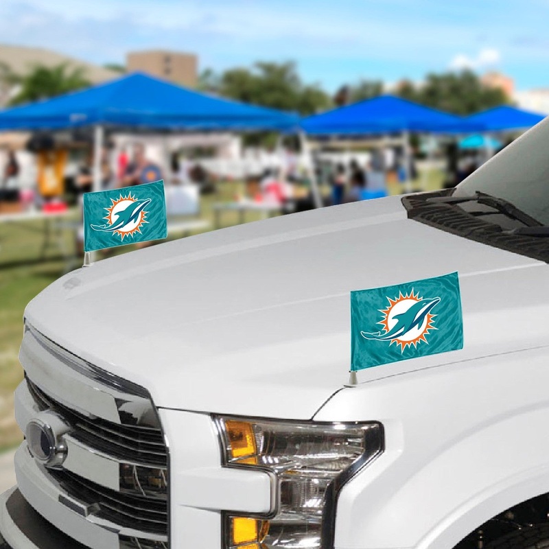 Fanmats Miami Dolphins Ambassador Car Flags – 2 Pack Mini Auto Flags, 4 X 6