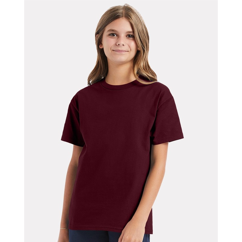 Hanes Youth Authentic T-Shirt|Blue Horizon|Deep Royal|Clean Mint|Yellow|Wow Pink|Black|Lavender|Deep Forest|Carolina Blue|Light Steel|Maroon|White|Orange|Lime|Teal|Oxford Grey|Deep Red|Light Blue|Smoke Grey|Shamrock Green|Navy|Candy Orange|Charcoal Heathe