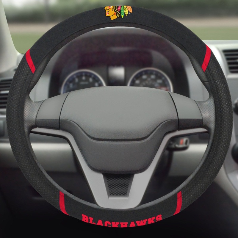 Fanmats Chicago Blackhawks Embroidered Steering Wheel Cover