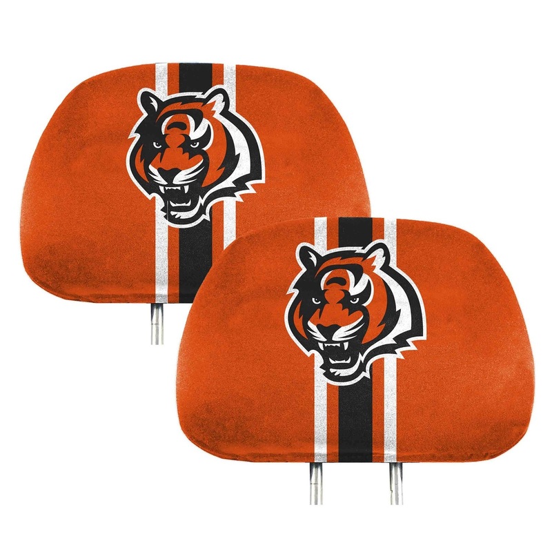 Fanmats Cincinnati Bengals Printed Head Rest Cover Set – 2 Pieces