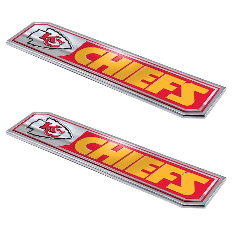 Fanmats Kansas City Chiefs 2 Piece Heavy Duty Aluminum Embossed Truck Emblem Set