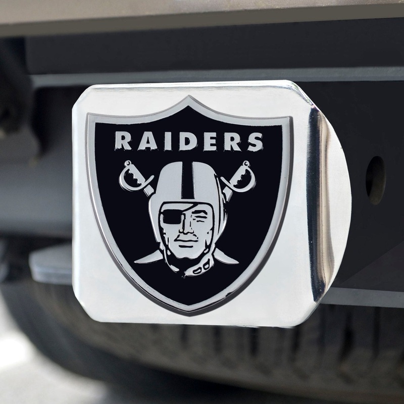 Fanmats Las Vegas Raiders Chrome Metal Hitch Cover with Chrome Metal 3D Emblem