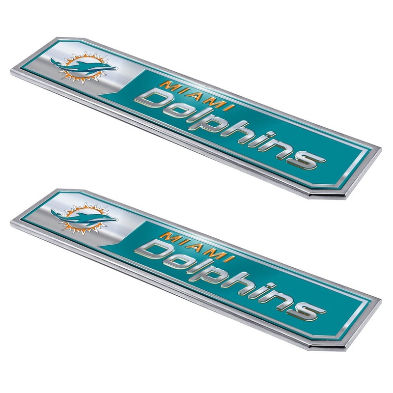 Fanmats Miami Dolphins 2 Piece Heavy Duty Aluminum Embossed Truck Emblem Set