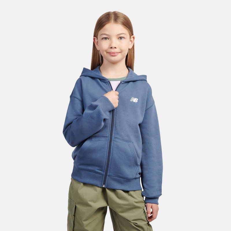New Balance Youth French Terry Small Logo Full Zip Hoodie