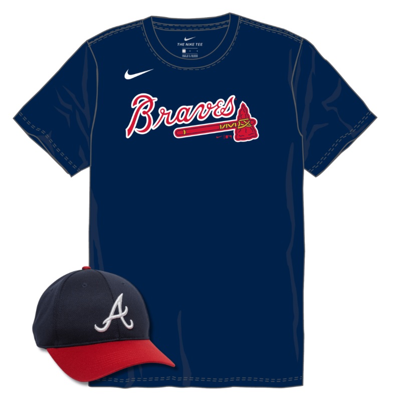 Atlanta Braves Youth Nike Jersey & Outdoor Cap MLB-350 Hat Bundle