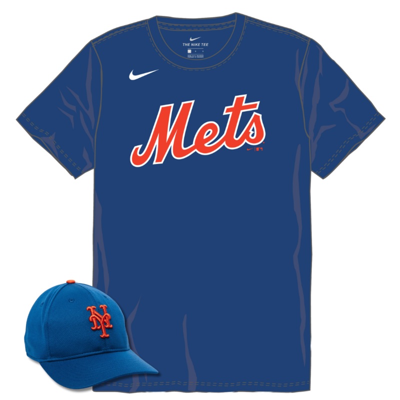 New York Mets Youth Nike Jersey & Outdoor Cap MLB-350 Hat Bundle