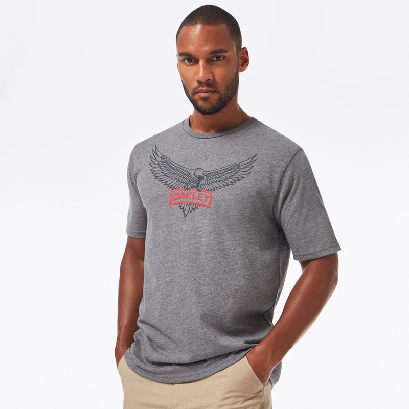 Oakley Men’s SI Eagle Tab Tee|Athletic Heather Grey|Dark Brush|White|Blackout|S|M|L|XL|XXL