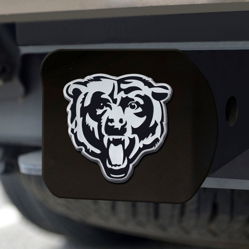 Fanmats Chicago Bears Black Metal Hitch Cover with Metal Chrome 3D Emblem