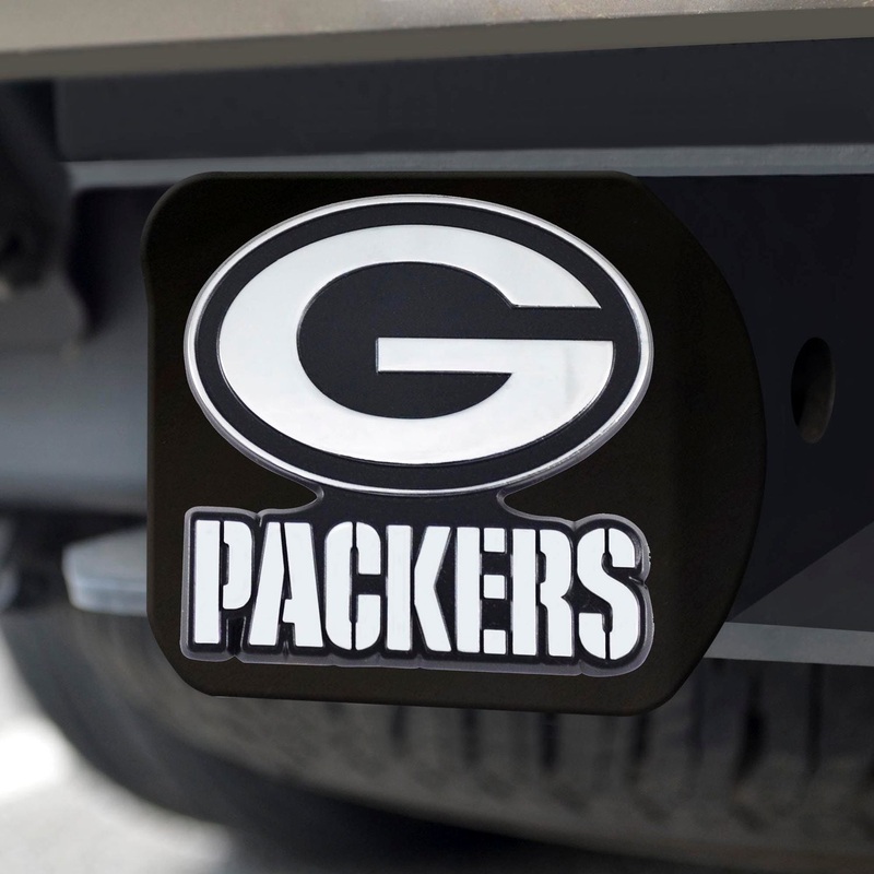 Fanmats Green Bay Packers Black Metal Hitch Cover with Metal Chrome 3D Emblem
