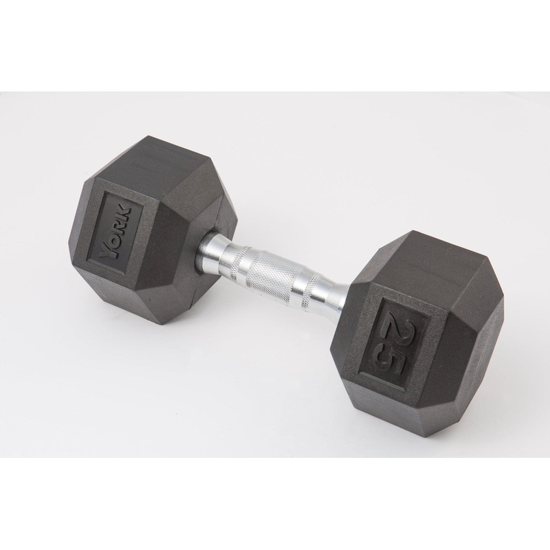 York Rubber Hex Dumbbell|2.5 lb|5 lb|10 lb|12.5 lb|15 lb|100 lb|110 lb|115 lb|125 lb