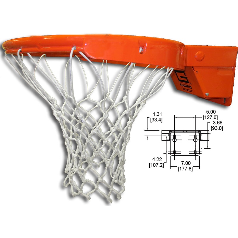 Gared Collegiate International Breakaway Rim with Tube Tie Net attachment