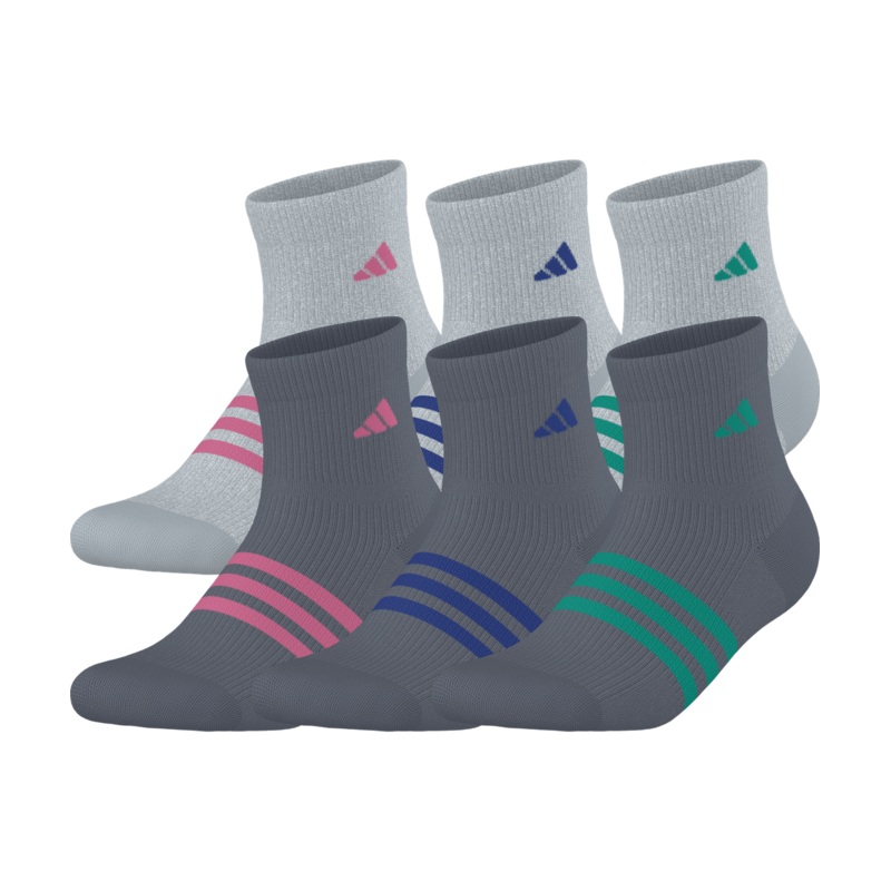 adidas Girls’ Superlite 3.0 6-Pack Quarter Socks
