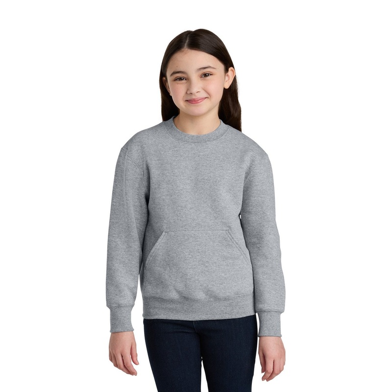 Port & Co Youth Core Fleece Crewneck Sweatshirt with Pocket PC78YPKT