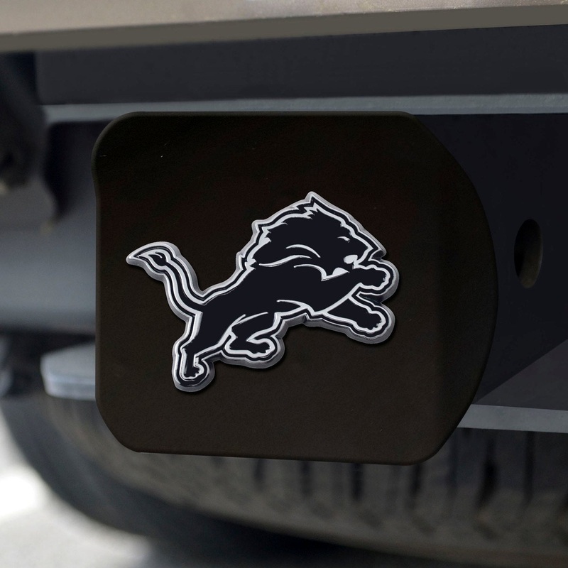 Fanmats Detroit Lions Black Metal Hitch Cover with Metal Chrome 3D Emblem