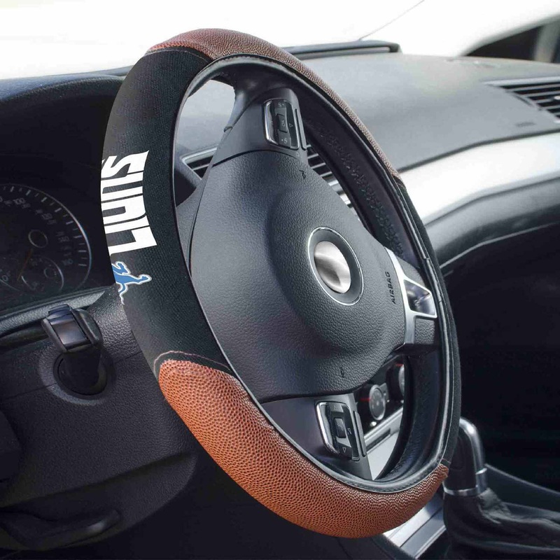 Fanmats Detroit Lions Football Grip Steering Wheel Cover 15 Diameter