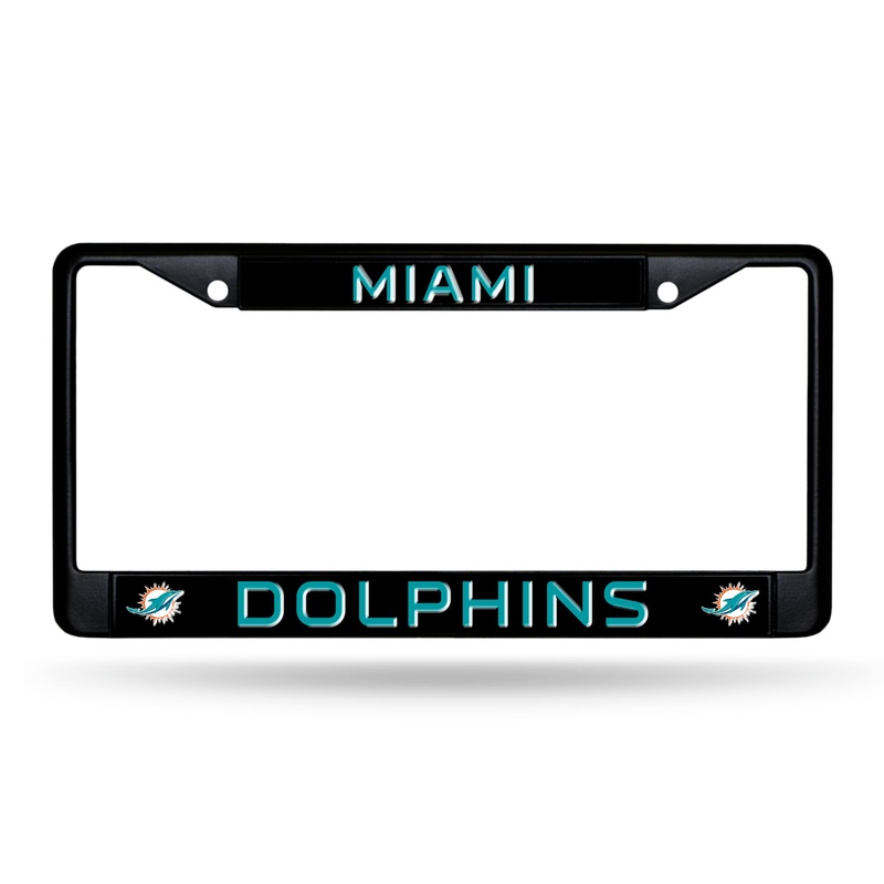 NFL Miami Dolphins Black Chrome License Plate Frame
