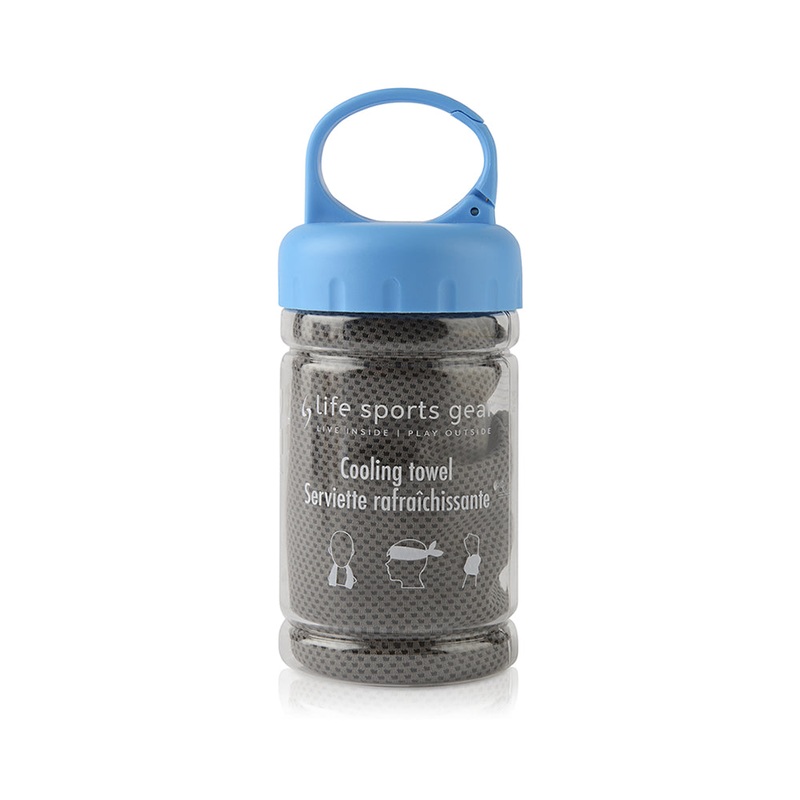 Cooling Towel in Hard Case|GREY|BLUE