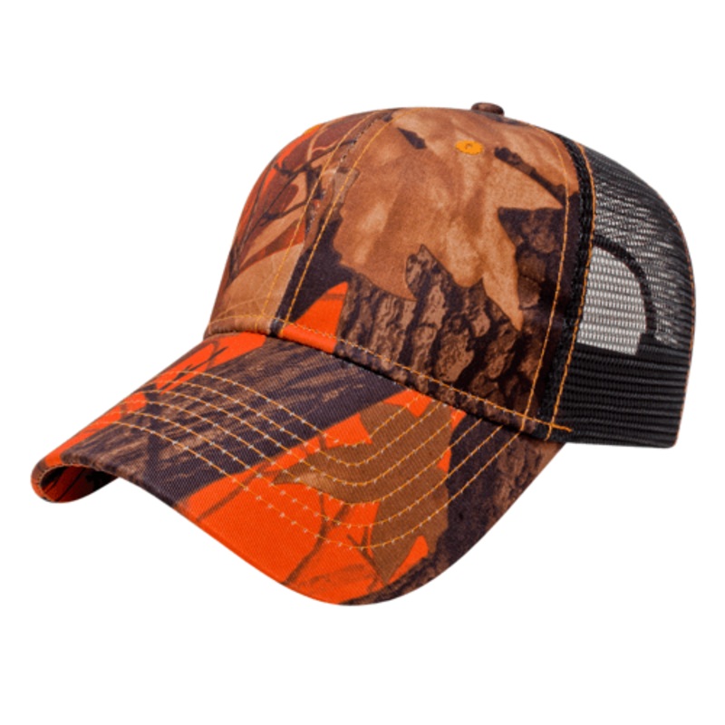 Cap America Orange Ridge Camo with Black Trucker Mesh Cap