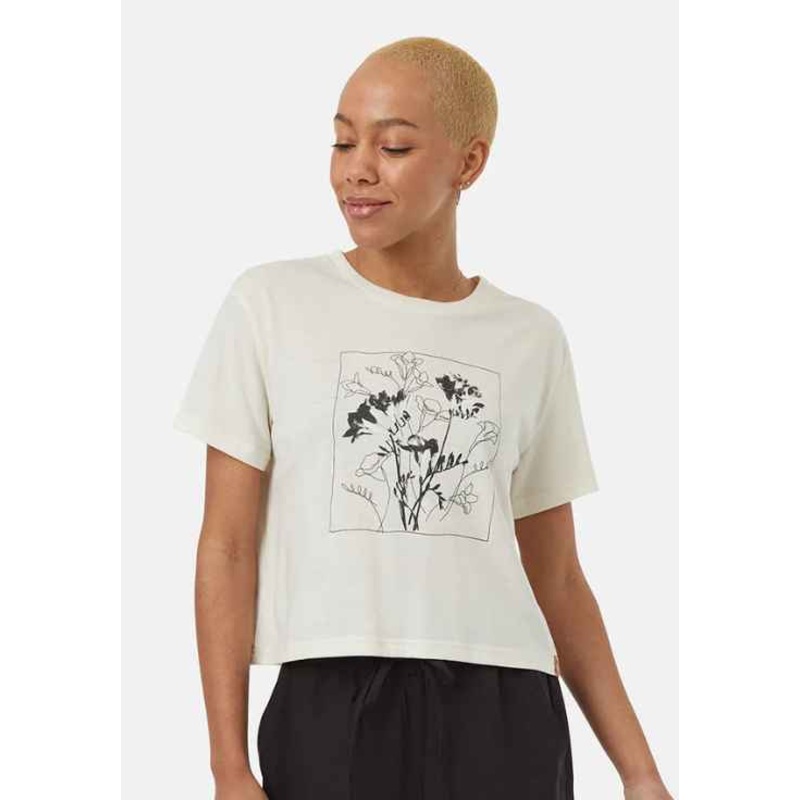 Women’s Floral Crop T-Shirt|WHITE|VINTAGE MAUVE METEORITE BLACK|XS|S|M|L