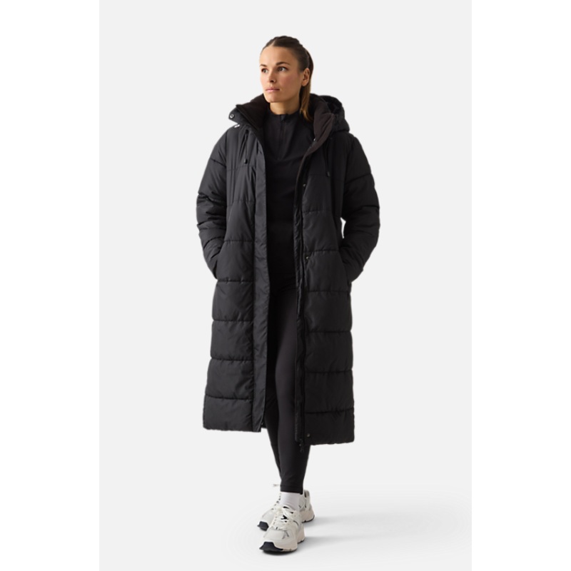 Women’s Long Quilted Coat|BLACK|XS|S|M|L|XL