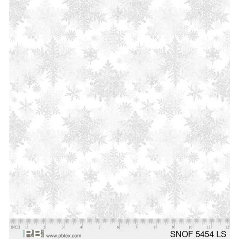 Snowfall by P&B textiles|5454 LS white and silver big snowflakes|5454 E white and gold big snowflakes|5454 R red big snowflakes|5454 B Blue big snowflakes|5455 WLS white and silver small snowflakes|5455 WE white and gold small snowflakes