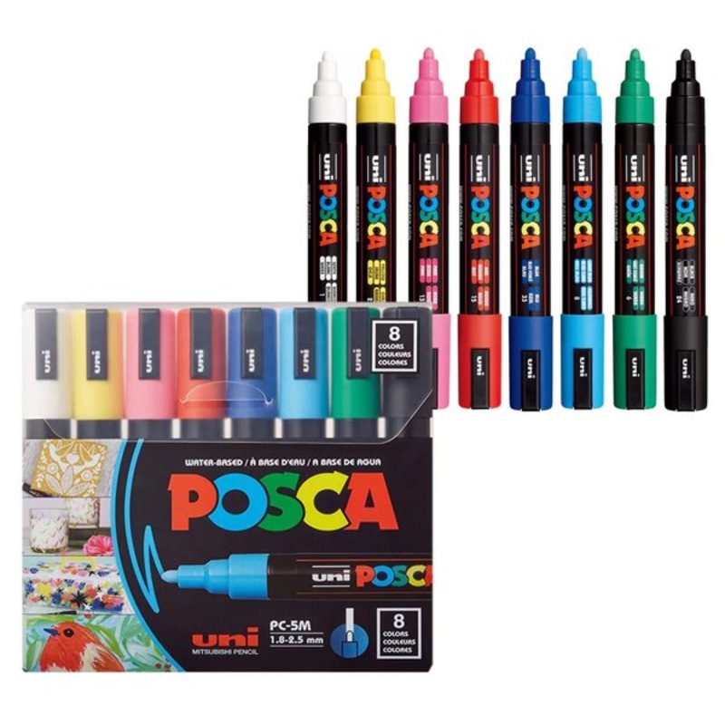 Posca Paint Markers|4 Count / Metallics|8 Count / 3m tip|8 Count / 5m tip|16 Count / 5m