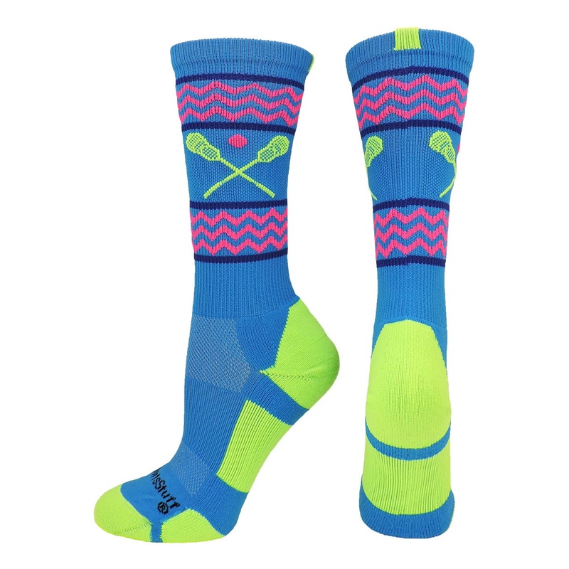 Chevron Girls Lacrosse Socks with Lacrosse Sticks Athletic Crew Socks