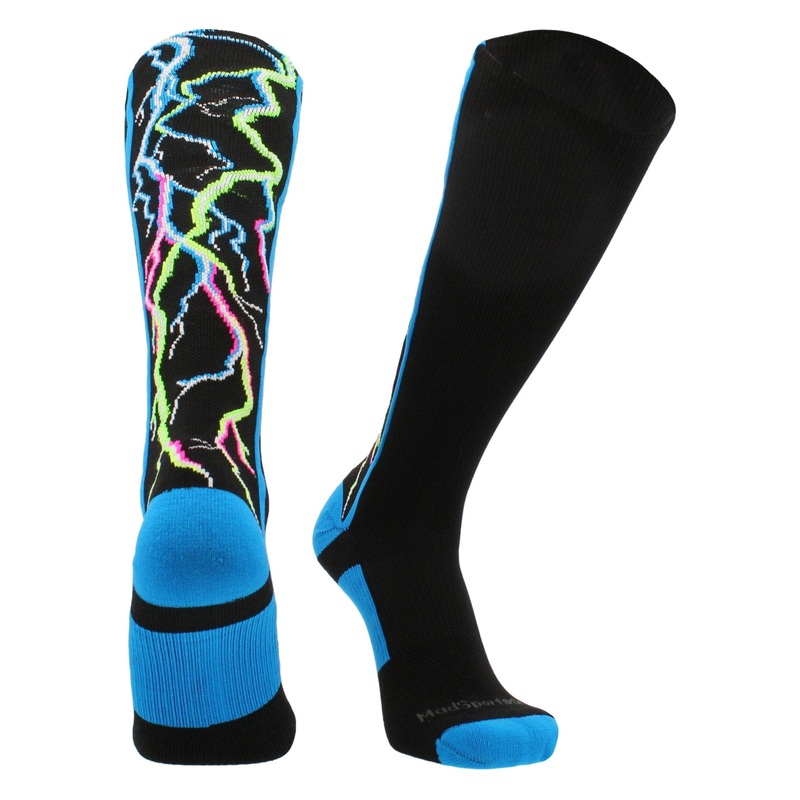 Crazy Socks with Lightning Bolts Electric Storm Over the Calf