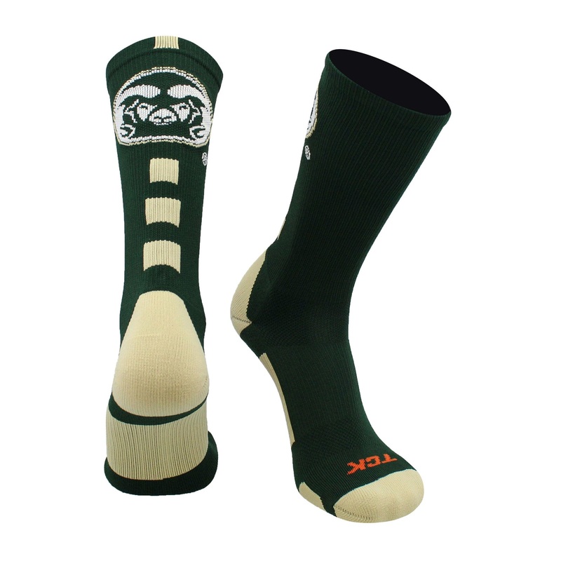 CSU Rams Socks Baseline Crew|Dark Green/Vegas Gold/White|Large|Medium|Small|X-Large