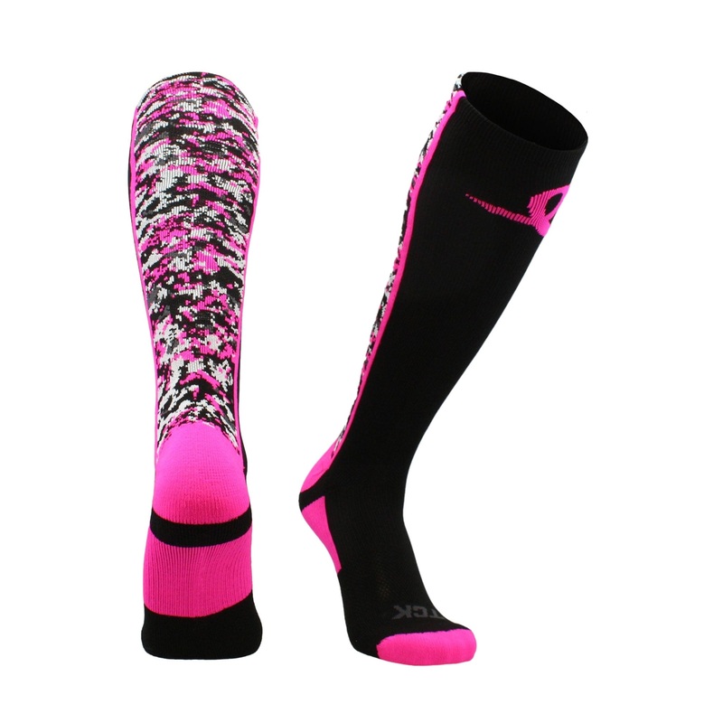 Digital Camo Aware Over the Calf Socks Pink Ribbon Softball Soccer Football