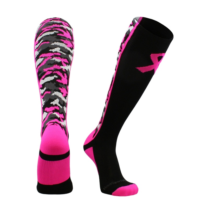 Pink Ribbon Breast Cancer Awareness Camo Over the Calf Socks (multiple colors)