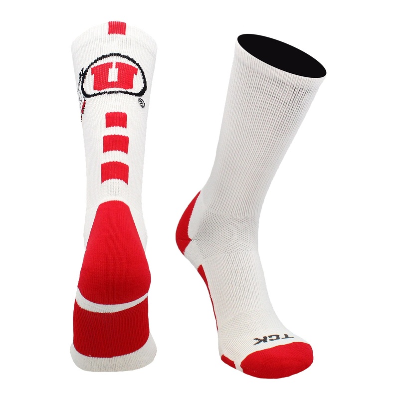 Utah Utes Crew Socks|White/Scarlet/Black|Large|Medium|Small|X-Large