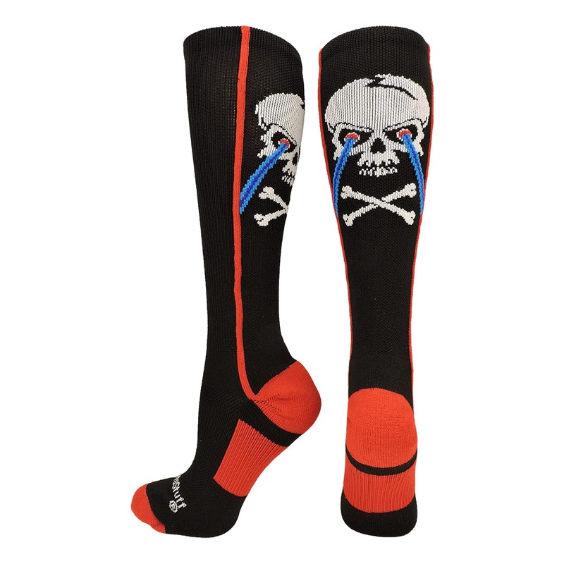 Crazy Socks with Laser Skull and Crossbones Over the Calf Socks