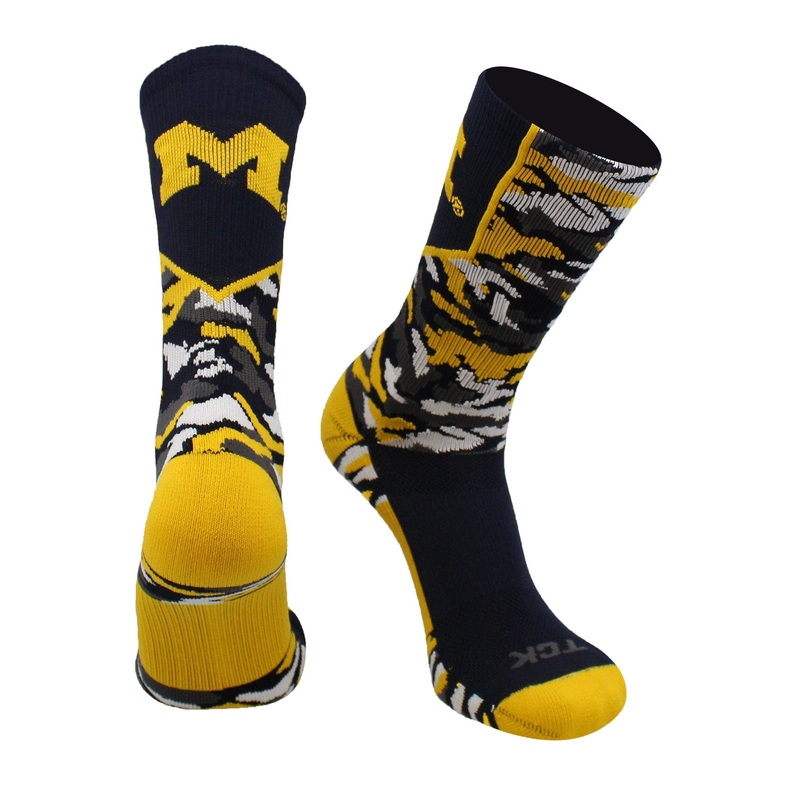 Michigan Wolverines Camo Crew Socks