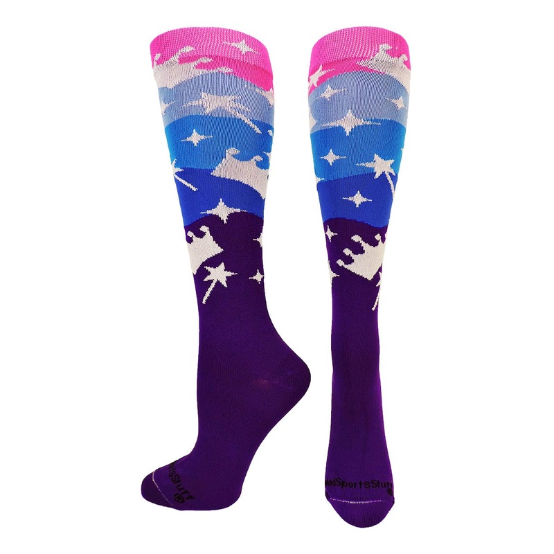 Neon Princess Crowns and Wands Athletic Over the Calf Socks