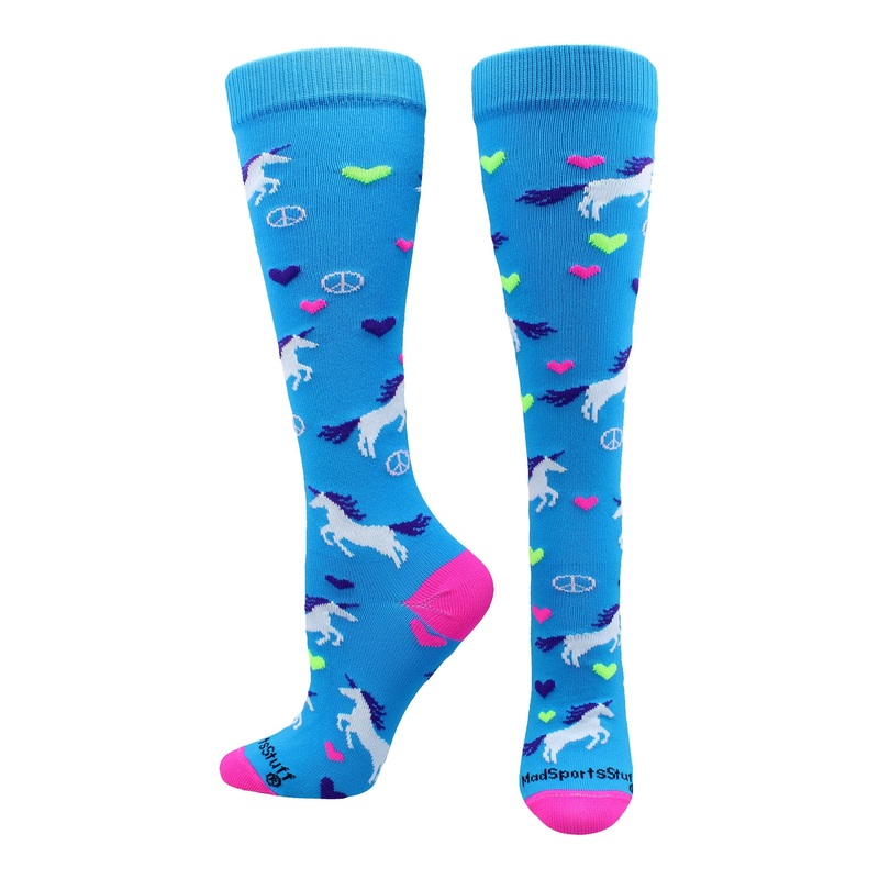 Peace Love Unicorn Over the Calf Athletic Socks