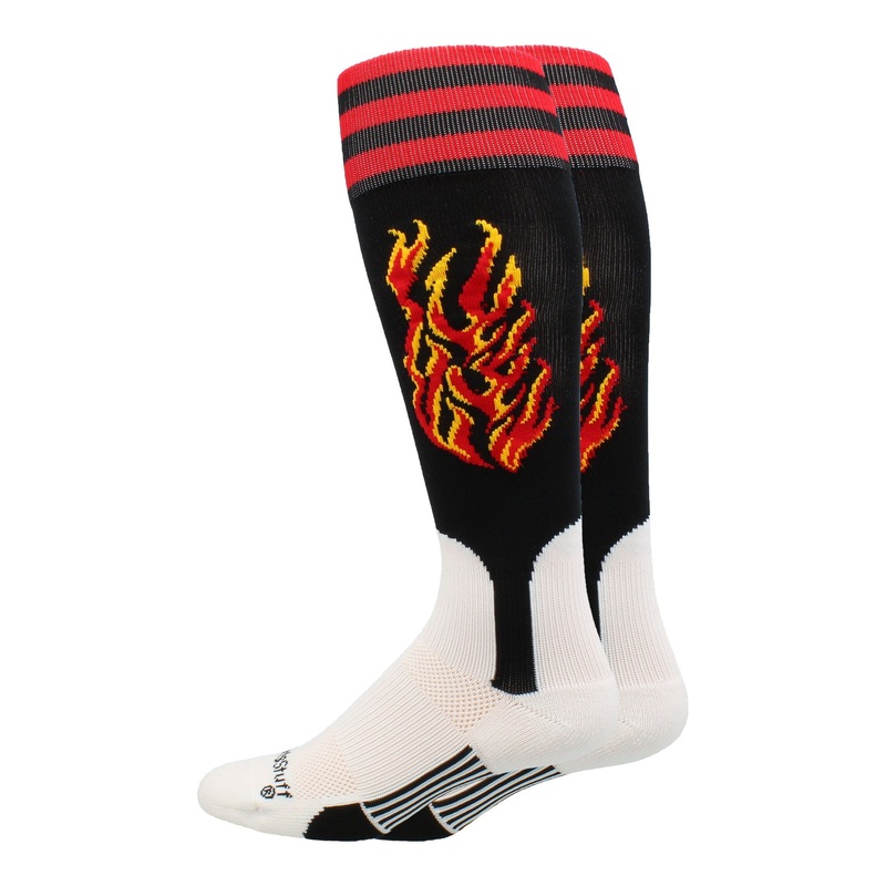 Flame Baseball Stirrup Socks|Black/Red/Gold|Large|Medium|Small|X-Large