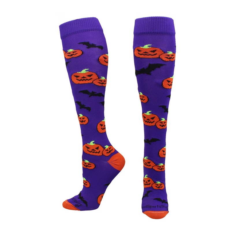 Halloween Socks Pumpkins and Bats Over the Calf
