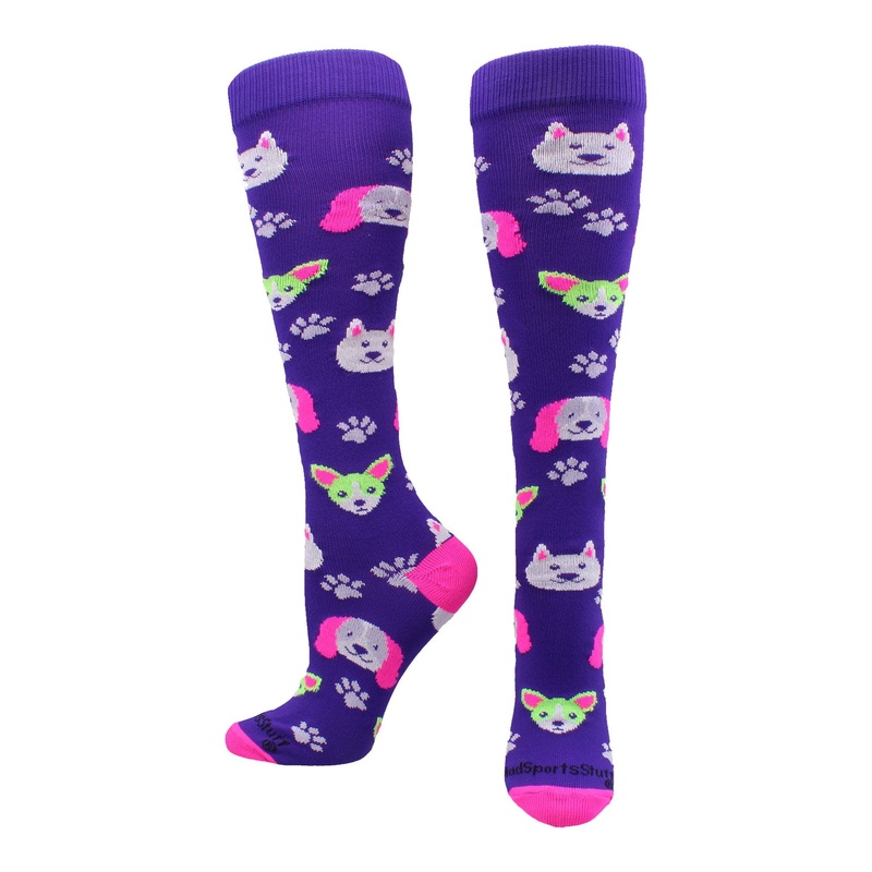 Neon Puppy Dogs Over The Calf Athletic Socks