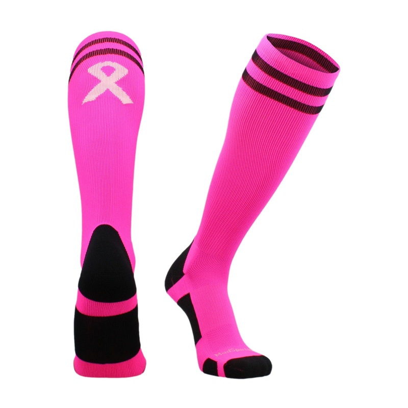Pink Ribbon Breast Cancer Awareness Socks with Stripes