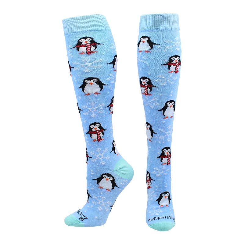 Snow Penguin Christmas Socks Over the Calf Length