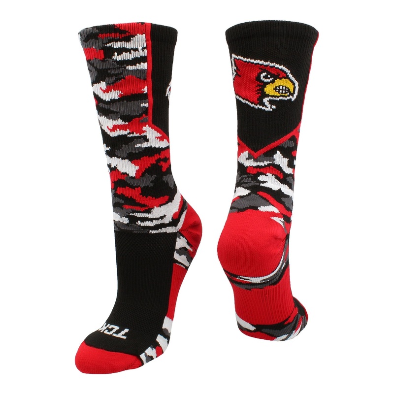 University of Louisville Cardinals Woodland Camo Crew Socks