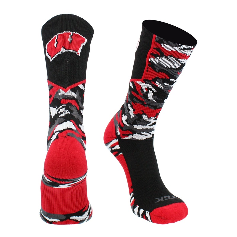 University of Wisconsin Badgers Woodland Camo Crew Socks