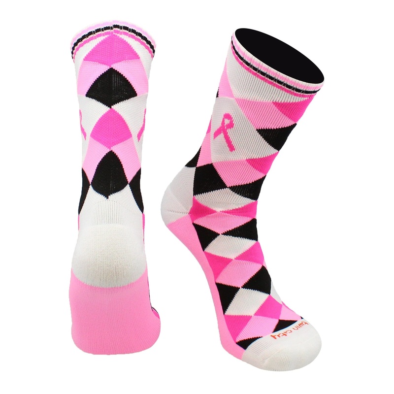 Argyle Breast Cancer Awareness Ribbon Socks