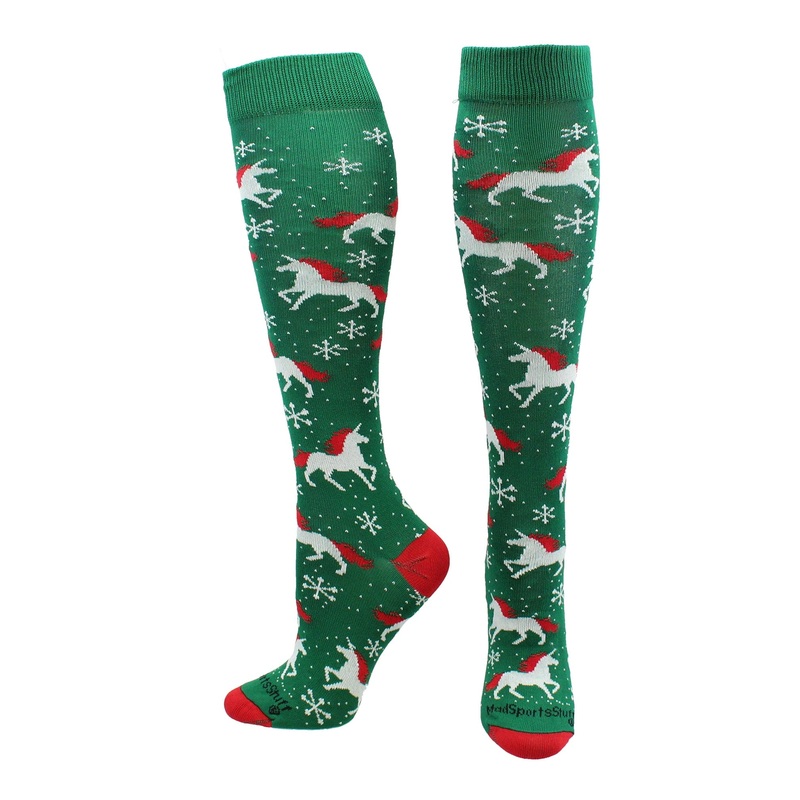 Christmas Unicorn Socks Over the Calf