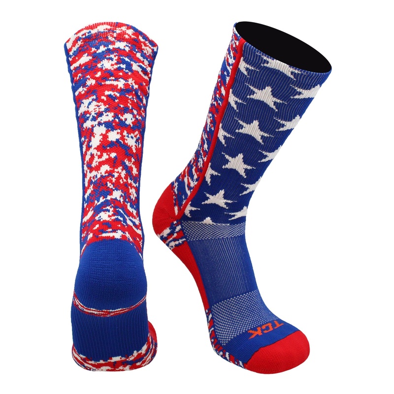 Digi Camo USA Flag Crew Socks|Scarlet/Royal/White|Large|Medium|Small|X-Large